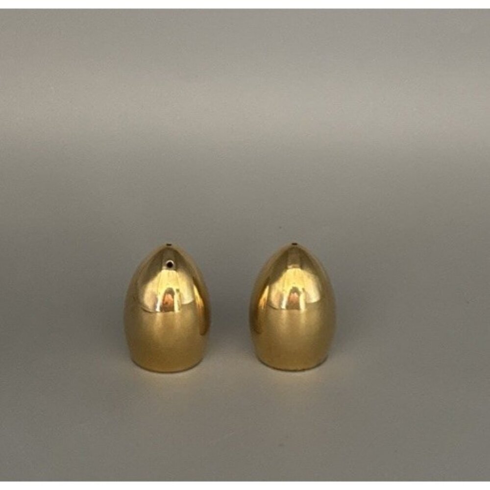 Vintage William Adams Golden Brass Salt and Pepper Shaker Set From Italy